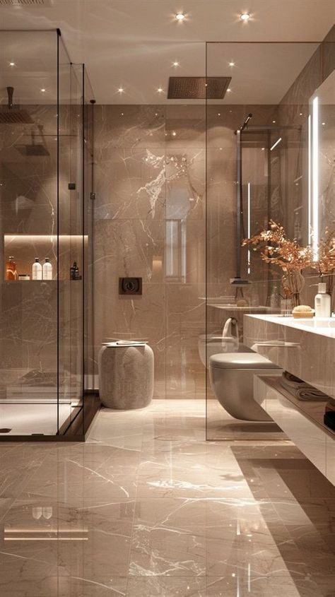 Awesome Bathrooms, Bathroom Inspo Interior Design, Elegant Bathroom Design, Modern Luxury Bathroom, Mid Century Modern Bathroom, Bathroom Decor Luxury, Washroom Design, Bathroom Design Inspiration, Bathroom Design Decor