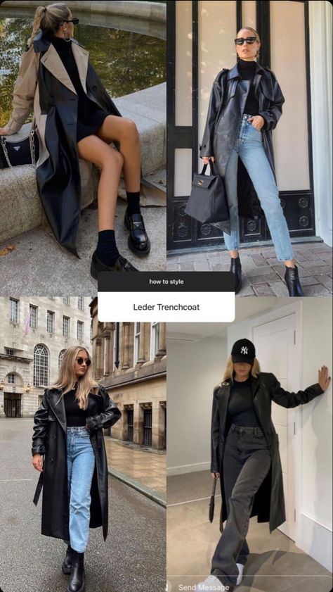 Leder Trenchcoat Outfit, Trending Fashion Outfits, New York Style, Street Style Outfit, Fall Winter Outfits, Aesthetic Fashion, Look Fashion, Outfit Inspirationen, Everyday Outfits