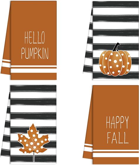 4 dish towels perctect for Thanksgiving Fall Tea, Autumn Kitchen, Farmhouse Decorations, Harvest Kitchen, Autumn Tea, Fall Dishes, Fall Kitchen, Kitchen Farmhouse, Harvest Decorations