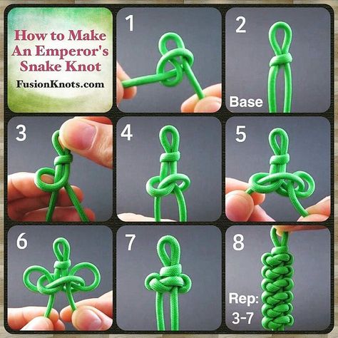 386 Likes, 2 Comments - parachute cords (@parachutecords) on Instagram: “Regrann from @zenolen -  Emperor's Snake Knot 💠 Step-by-Step (image) Instructions 💜Video…” Paracord Projects Diy, Paracord Bracelet Patterns, Paracord Bracelet Tutorial, Snake Knot, Paracord Braids, Paracord Bracelet Diy, Paracord Diy, Paracord Tutorial, Paracord Knots