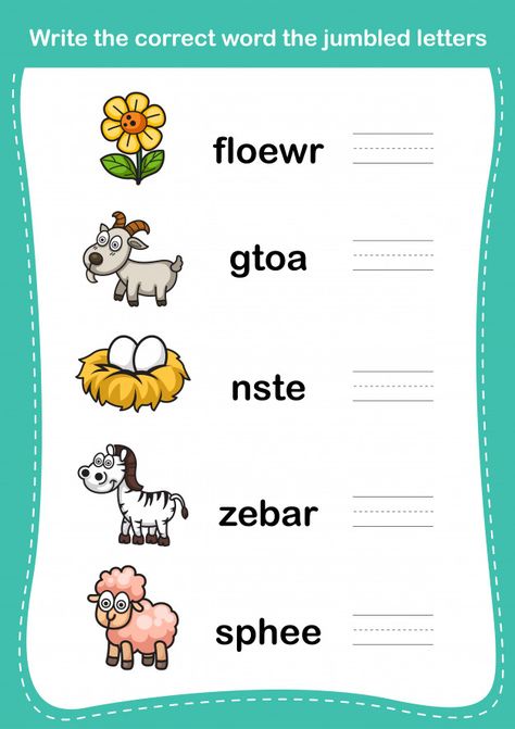 Jumbled Words, Worksheets For Class 1, English Grammar For Kids, English Worksheets For Kindergarten, Grammar For Kids, Kindergarten Reading Worksheets, Alphabet Worksheets Preschool, Learning English For Kids, English Grammar Worksheets