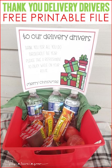 Delivery Driver Holiday Thank You Random Act of Kindness Delivery Driver Snack Basket, Flower Kingdom, Basket Printable, Mailman Gifts, Thank You Baskets, Snack Basket, Christmas Caroling, Winter Snack, Santa Ideas