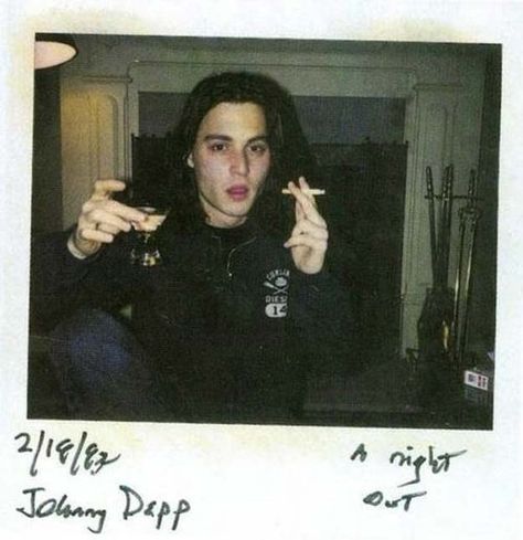 Johnny Depp | 26 Fascinating Polaroids Of Celebrities Johnny Depp, A Man, Long Hair, Hair