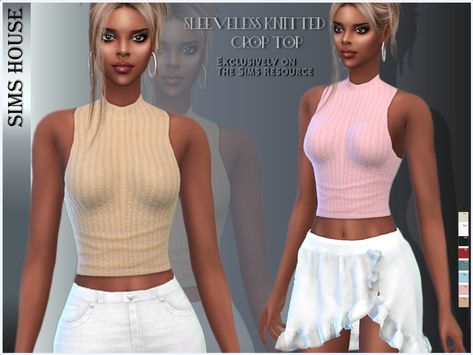 Cc Folder, Sims 4 Download, Knitted Crop Top, Sims 4 Cc Folder, Sims Ideas, The Sims 4 Download, Sims4 Clothes, Sims 4 Cas, Female Clothing