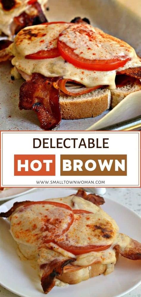 Hot Sub Sandwich Ideas, Hot Open Faced Sandwiches, Hot Sandwich Ideas, Warm Sandwich Recipes, Sandwich Specials, Donair Recipe, Hot Brown Sandwich, Kentucky Hot Brown Sandwich, Hot Browns