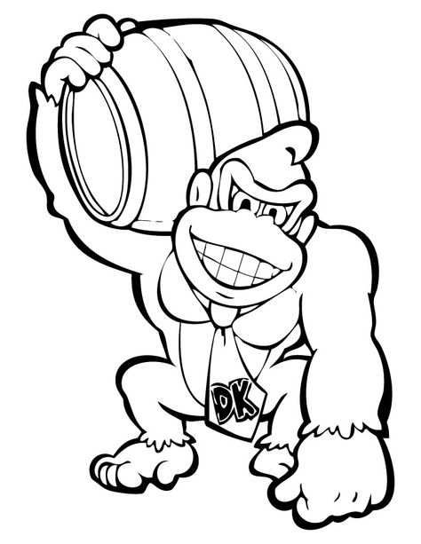 Donkey Kong Donkey Kong Party, Super Mario Coloring Pages, Diddy Kong, Mario Coloring Pages, Cartoon Coloring Pages, Clipart Black And White, Donkey Kong, Coloring Pages To Print, Free Printable Coloring