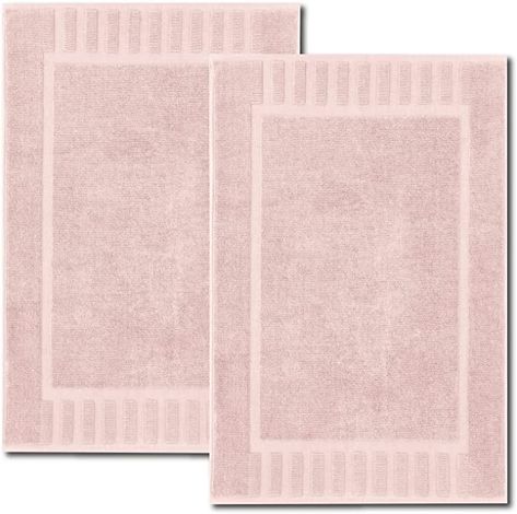 Amazon.com: White Classic Luxury Bath Mat Floor Towel Set - Absorbent Cotton Hotel Spa Shower/Bathtub Mats [Not a Bathroom Rug] 22"x34" | 2 Pack | Pink : Home & Kitchen Pink Bathroom Rugs, Luxury Sink, Pink Bath Mat, Luxury Bath Mats, Bathtub Mats, Shower Bathtub, Elegant Bath, Mini Spa, Luxury Floor