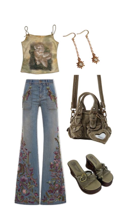 #outfit #collage #aesthetic #hippie #fashion #ootd #idea 2000s Bohemian Fashion, Outfit Collage Aesthetic, Amy Aesthetic, 2000s Hippie, Aquarius Sun, Ootd Idea, 2000s Boho, 2000s Outfit, Scorpio Rising