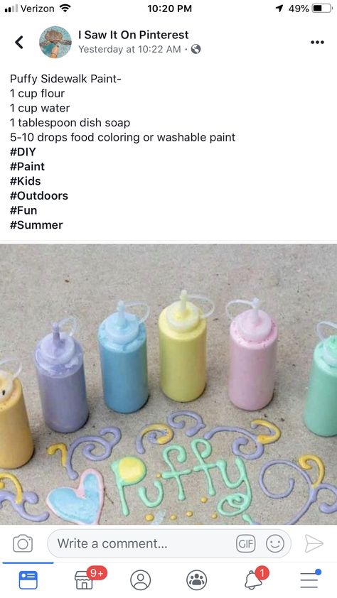 Fun Activities For 3yrs Old, Puffy Sidewalk Paint, Nanny Job, Ffa Ideas, Chalk Activities, Paint For Kids, Sidewalk Chalk Paint, Sidewalk Paint, Babysitting Activities