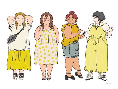 Chunky Character Design, Character Design Plus Size, Plus Size Poses Drawing, Plus Size Oc Art, Feminine Character Design, Plus Size Oc Drawing, Plus Size Body Reference Drawing, Fat Reference, Fat Character Design