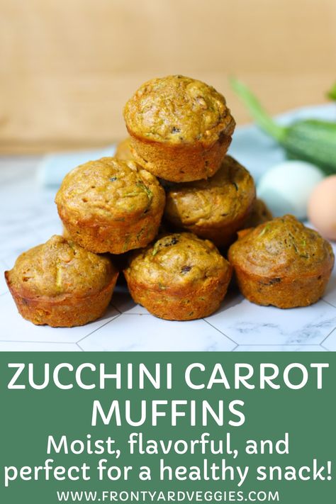 Zucchini Carrot Muffins - Front Yard Veggies Veggies Made Great Muffins Copycat, Zucchini And Carrot Muffins, Zucchini Carrot Oatmeal Muffins, Zucchini Carrot Fritters, Zucchini Mini Muffins, Carrot Oatmeal Muffins, Carrot Zucchini Muffins, Zucchini Bars, Zucchini Muffins Healthy