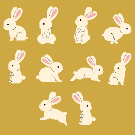 lapin lapin mignonne style vecteur illustration Illustration Lapin, Lapin Illustration, Logo Fleur, Branding