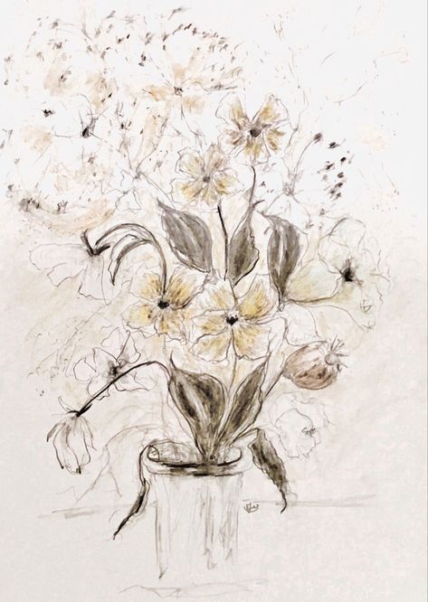 Pencil drawing by June Rydgren Spring Bouquet, Botanical Drawings, Something Beautiful, Pencil Drawing, Pencil Art, Pencil Drawings, Pencil, Drawings, Flowers