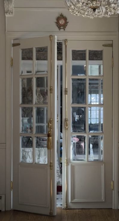 Antique French Doors Bathroom, Victorian Closet Doors, French Doors Bathroom, Gothic Barndominium, Pocket French Doors, Small French Doors, Vintage Glass Door, French Doors Inside, Interior French Doors Office