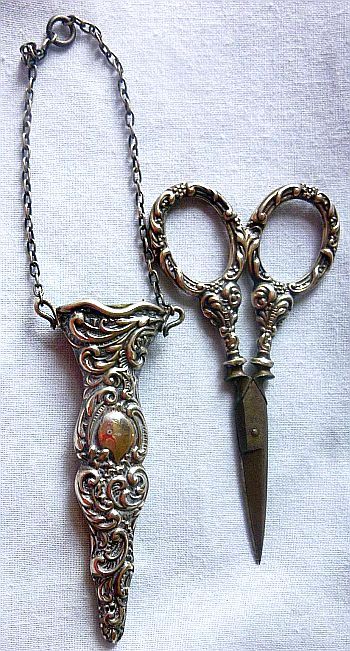 Victorian Sterling Silver (British Hallmark) Sewing Scissors & Case for Chatelaine Antique Sewing Scissors, Vintage Sewing Tools, Victorian Scissors, Vintage Sewing Scissors, Victorian Chatelaine, Old Scissors, Scissors Case, Vintage Scissors, Scissor Case