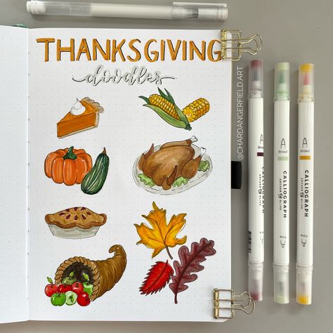 Thanksgiving Doodles Bullet Journal, Thanksgiving Bullet Journal Ideas, Thanksgiving Journal Ideas, Thanksgiving Bujo, November Journal Ideas, Thanksgiving Bullet Journal, Thanksgiving Doodles, Bujo Design, Thanksgiving Journal