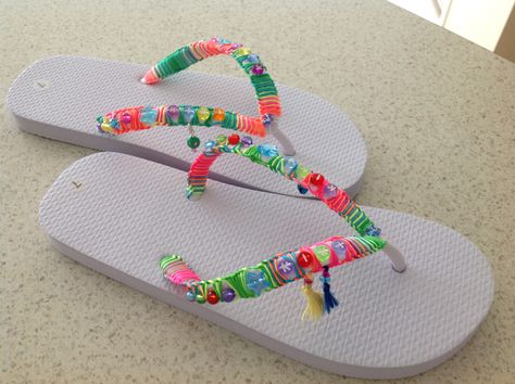 Decorated these Bo Ho Flip Flops/Thongs for my granddaughter. Took 6 hours to do one thong as I didn't have a pattern and that didn't include the hours of making the tassels nor working out beads and cord length nor the mistakes and redoing before I figured what needed to be done. The second thong took less time but by the end have it all worked out. Now for the next pair for my other granddaughter. For My Granddaughter, Bo Ho, The Hours, A Pattern, Flip Flop, Womens Flip Flop, Flip Flops, The End, Tassels