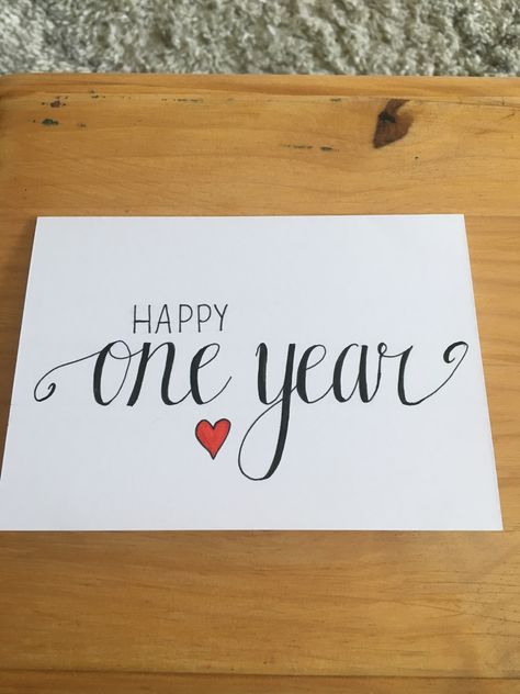 Happy Anniversary Hand Lettering, Cute Snapchat Names, Pen Lettering, Happy One Year Anniversary, Snapchat Names, Brush Pen Lettering, Card Inspo, Creative Card, Bday Cards