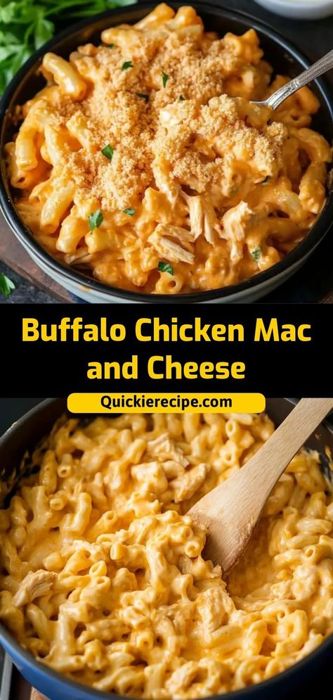 This Buffalo Chicken Mac and Cheese is spicy, cheesy, and loaded with tender chicken for a bold twist on a classic mac and cheese dish. Ingredients: 2 cups cooked pasta 1 cup shredded chicken 1/2 cup buffalo sauce 1 cup shredded cheddar cheese A zesty, flavorful dish that’s perfect for game day or any spicy craving Shredded Buffalo Chicken Recipes, Buffalo Mac N Cheese Recipe, Buffalo Chicken Mac And Cheese, Creamy Buffalo Chicken, Spicy Mac And Cheese, Buffalo Mac And Cheese, Chicken Mac And Cheese, Shredded Buffalo Chicken, Juicy Baked Chicken