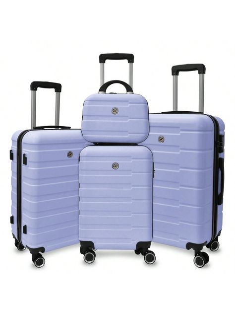 4 Piece Hard Shell Luggage Set,Carry On Suitcase With Spinner Wheels,Family Luggage Set,Lavender Purple(12/20/24/28in) Purple         Luggage & Travel Gear, size features are:Bust: ,Length: ,Sleeve Length: Suitcase Sets, Cute Suitcases, Hard Shell Luggage, Lightweight Luggage, Purple Collar, Suitcase Set, Travel Box, Carry On Suitcase, Outdoor Bag