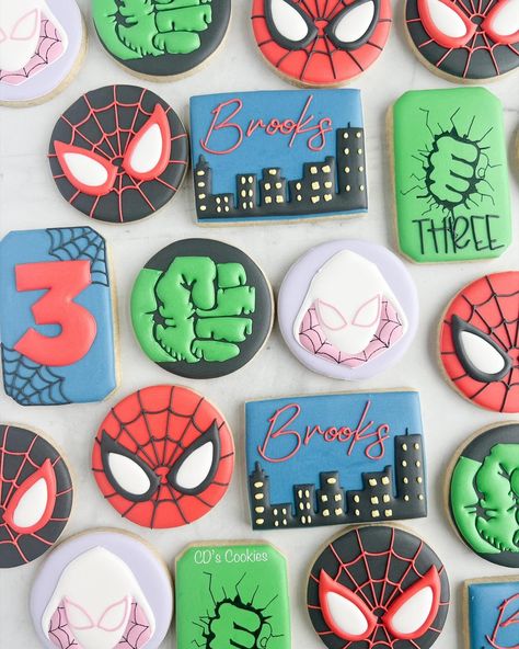 CD’s Cookies (@cdscookies) • Instagram photos and videos Spider Man Cookies Boy Birthday, Spidey And Friends Cookies Decorated, Spidey And Friends Cookies, Spidey And His Amazing Friends Cookies, Avengers Cookies, Friends Cookies, Spiderman Cookies, Spidey Birthday, Cookie Shapes