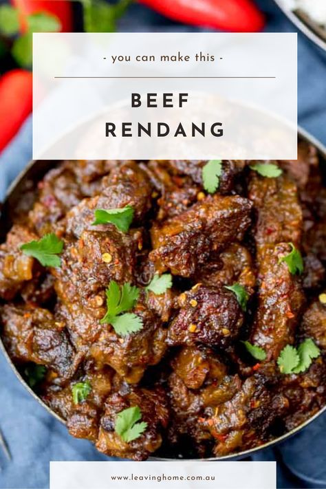 Malaysian Beef Curry, Beef Rendang Recipe Malaysia, Chicken Rendang Malaysia, Malaysian Beef Rendang, Vegetarian Rendang, Rendang Curry, Rendang Padang Aesthetic, Rendang Recipe, Beef Rendang Recipe