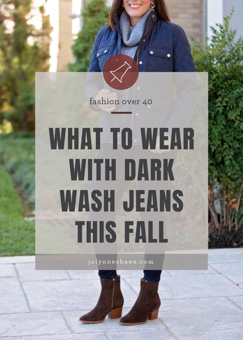 Dark Washed Jeans Outfit, Dark Jeans Outfit, Wash Jeans Outfit, Womens Chambray Shirt, Denim Jeans Outfit, Jolynne Shane, Jeans Outfit Fall, Cozy Fall Outfits, Fall Wardrobe Essentials