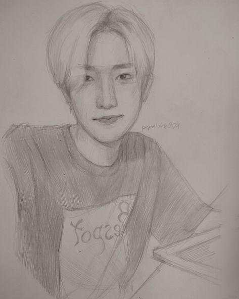 Heeseung Drawing, Enhypen Fanart, Kpop Random, Indie Drawings, My Arts, Cute Sketches, Lee Heeseung, Kpop Drawings, Drawing Inspo