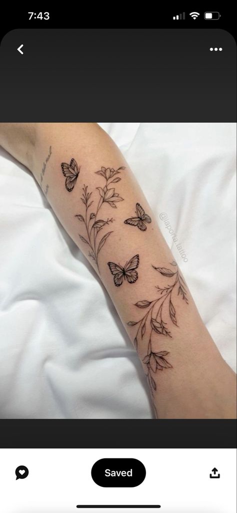 Tattoo Butterflies, Butterfly Leg Tattoos, Butterfly Sleeve Tattoo, Arm Wrap Tattoo, Floral Arm Tattoo, Underarm Tattoo, Butterfly Tattoos On Arm, Around Arm Tattoo, Wrap Around Tattoo