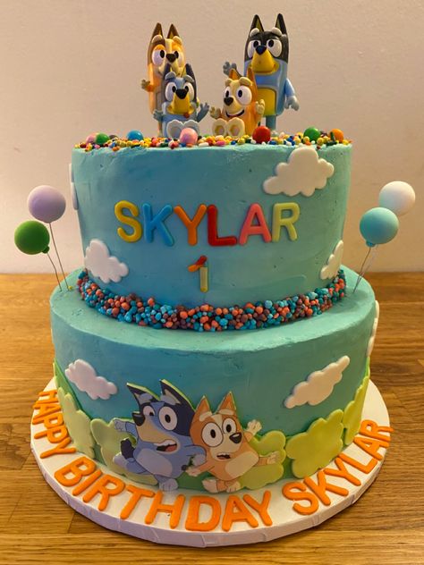 Bluey Birthday Party Cake Pops, Bluey Cake Ideas For Boys, Bluey Bingo Birthday Sheet Cake, Bluey Cake Two Tier, 2 Tier Bluey Cake Ideas, Bluey Birthday Cake For Twins, Bluey Birthday Cake Rectangle, Bluey Cake Tiered, Pastel De Bluey