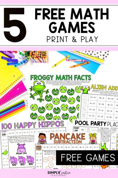 2nd Grade Math Games, 1st Grade Math Games, Educational Math Games, Math Review Game, Printable Math Games, Free Math Games, Summer Math, Math Games For Kids, Math Instruction