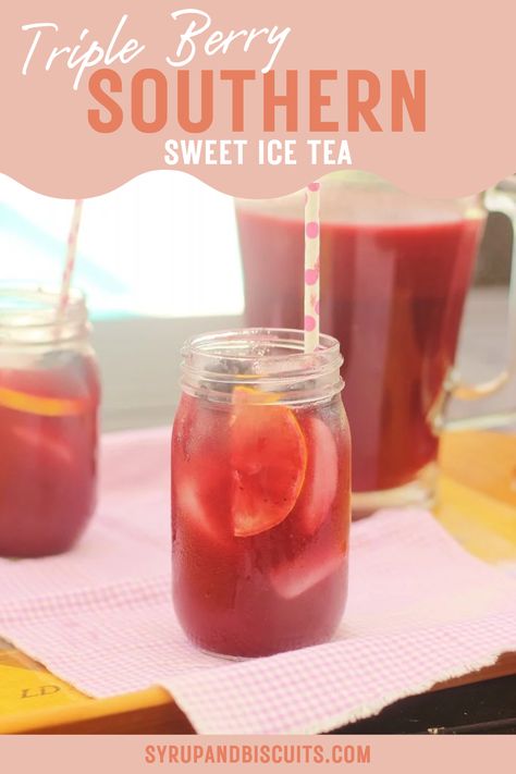 Cracker Barrel Merry Berry Tea, Merry Berry Tea Cracker Barrel, Sweet Ice Tea, Healing Teas, Tea Syrup, Cracker Barrel Recipes, Teas Recipes, Southern Sweet Tea, Berry Recipes