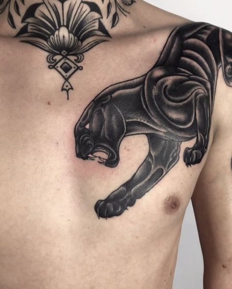 spacefacetattoo at gmail.com on Instagram: “Done✨ #spacefacetattoo @ironcobratattooberlin #traditionaltattoo #oldschooltattoo #blackwork #blackandgreytattoo #berlinart #tradworkers…” Old School Panther Tattoo, Black Traditional Tattoo, Traditional Tattoo Drawings, Leopard Tattoos, Panther Tattoo, Face Tattoo, Old School Tattoo, Black Panther, Traditional Tattoo