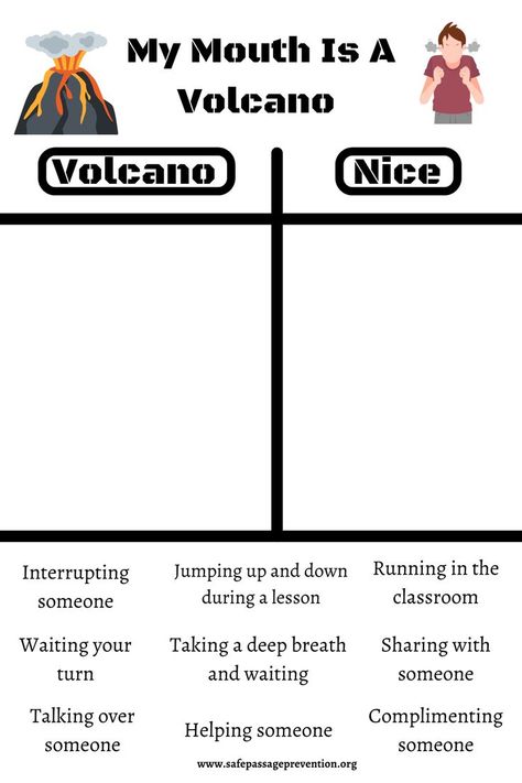 My Mouth Is A Volcano Activities Free, My Mouth Is A Volcano Activities, Volcano Activities, Book Themed Activities, Craft Activities For Toddlers, First Day Activities, Kindergarten First Day, Daycare Activities, School Themes