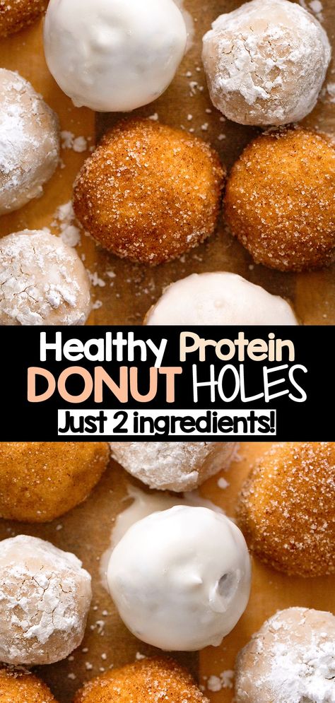 Healthy Snack Recipe - Protein Donut Holes Protein Donut Holes, Protein Donuts Recipe, High Protein Snack Recipes, Protein Snacks Recipes, High Protein Snack, Protein Donuts, Chocolate Covered Katie, Doughnut Holes, Healthy Donuts