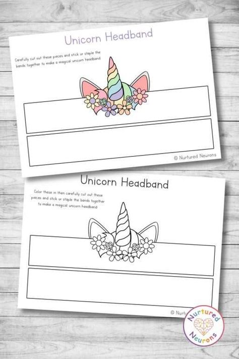 Printable Unicorn Headband Templates (Super Simple DIY Crown) - Nurtured Neurons Diy Unicorn Horn For Cake, Unicorn Headband Printable, Unicorn Crown Printable Free, Free Printable Unicorn Headband, Unicorn Birthday Crown, Unicorn Horns, Birthday Crown Printable, Unicorn Crown, Unicorn Headband Diy