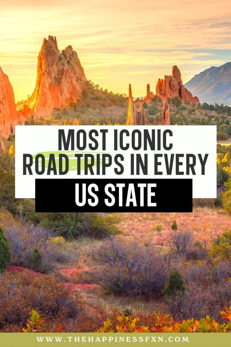 Most Iconic Road Trips in Every US State Us Road Trip Routes, Road Trip Toys, Best Road Trips, Road Trip Ideas, Best Places To Vacation, Route 66 Road Trip, Road Trip Packing List, Road Trip Planner, Road Trip Routes