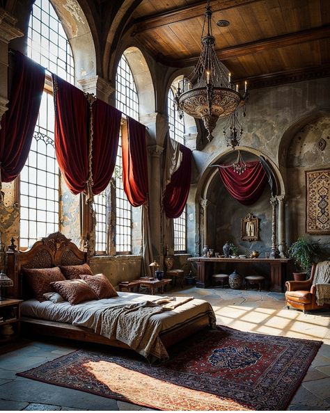 Medieval Bedroom, Castle Bedroom, Casa Clean, Fantasy Rooms, Castles Interior, Fantasy Homes, Bedroom Aesthetic, House Flooring, Dream Bedroom