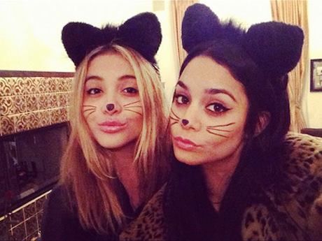 <3 Vanessa Vanessa Hudgens Instagram, Stella Hudgens, Tumblr Girly Aesthetic 2013, Skeleton Sweatshirt, 2013 Swag Era, Pretty Halloween Costumes, Silly Girls, A Skeleton, Cat Costumes