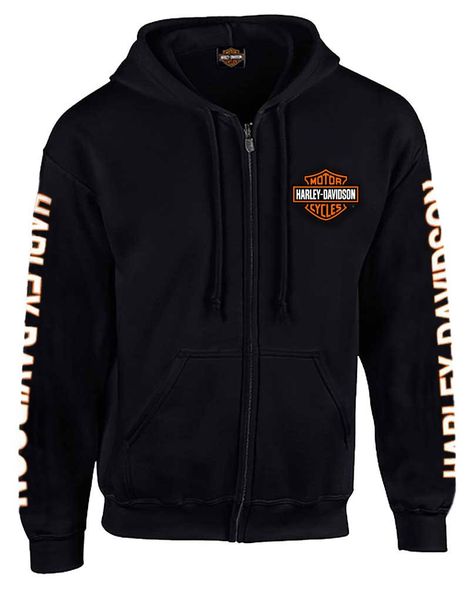 Harley Davidson Clothing, Harley Davidson Jacket, Motor Harley Davidson Cycles, Harley Davidson Men, Shield Logo, Mens Hooded, Full Zip Hoodie, Fleece Hoodie, Black Hoodie