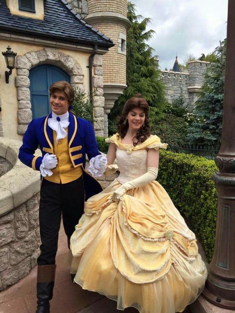 Belle And Adam, Belle Dresses, Beast Costume, Belle And Beast, Belle Costume, Disney Belle, Couples Halloween Outfits, Bright Dress, Disney Face Characters