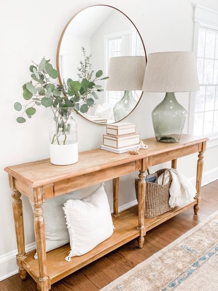 Juniper Print Shop, Tall Glass Vase, Console Table Styling, Entryway Inspiration, Console Table Decorating, Entryway Table Decor, Entrance Table, Foyer Decor, Modern Farmhouse Living Room