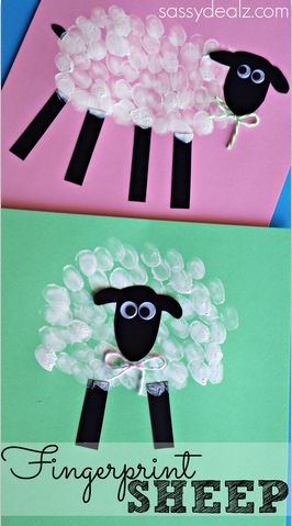 Fingerprint Sheep Craft!  Great for farm unit! Sheep Craft, Sheep Crafts, Fun Easter Crafts, Daycare Crafts, Easter Art, Easter Activities, Sunday School Crafts, Easter Crafts For Kids, Childrens Crafts