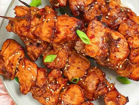 Chinese Chicken On A Stick (Recipe & Guide) - Swartzsdeli Chinese Chicken On A Stick Recipe, Chicken On A Stick Recipe, Chicken Nutrition Facts, Asian Dish, Chicken On A Stick, Steamed White Rice, Chinese Chicken, Bamboo Skewers, Low Sodium Soy Sauce