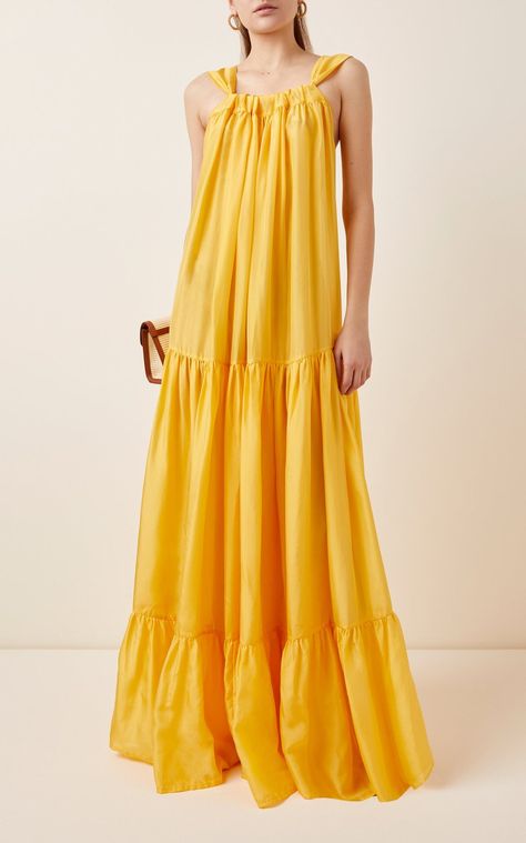 Chiffon Ruffle Dress, Long Dresses Casual Maxi, Casual Maxi Dress, Purple Midi Dress, Silk Maxi, Maxi Robes, Dress Yellow, Silk Maxi Dress, Silk Mini Dress