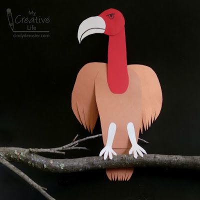 Cindy deRosier: My Creative Life: V is for Vulture Craft Fun Worksheets For Kids, Recycled Crafts Kids, Butterfly Cake Topper, Construction Paper Crafts, Cute Craft, Rainforest Animals, Desert Animals, Edible Crafts, Learn Crafts