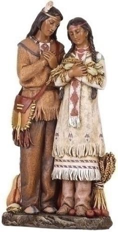 Thanksgiving Figurines by Gordon Companies, Inc Pilgrims And Indians, Harvest Day, Native American Dolls, Thanksgiving Pilgrims, Thanksgiving Blessings, Indian Couple, Harvest Thanksgiving, Indigenous Culture, Woodland Creatures