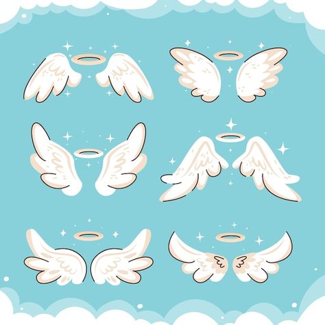 Angel Halo Drawing Reference, Angel Halos Drawing, Halo Drawings, Angel Wings Drawing, Angel Wings Illustration, Angel Illustration, Angel Halo, Angel Wings Design, Drawing Ideas List