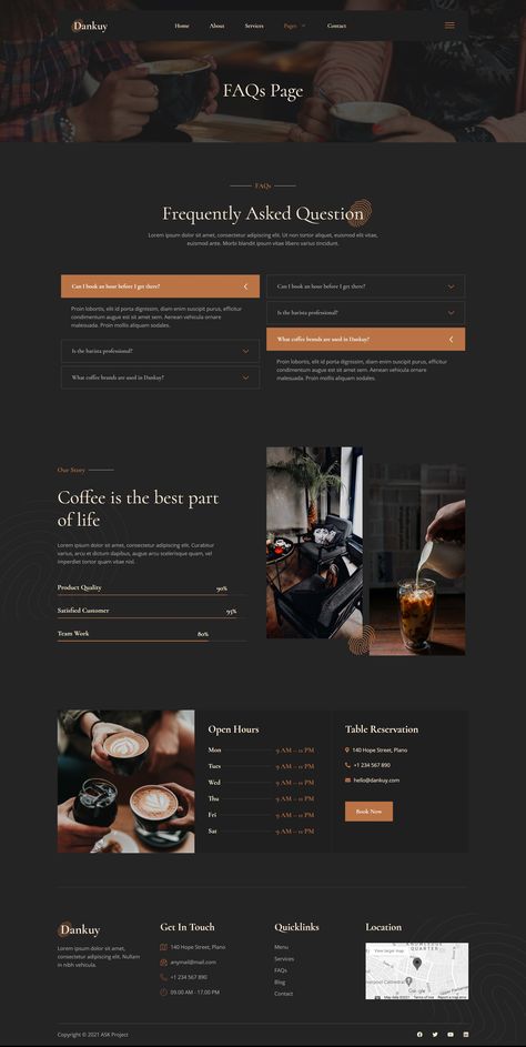 Coffee Branding Color Palette, Coffee Websites, Cafe Website Design, Website Sitemap, Coffee Site, Coffee Shop Website, About Us Page Design, Cafe Website, Simple Website Design