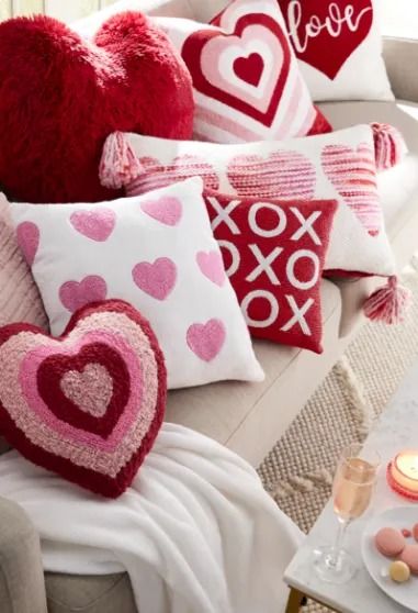 Valentine's Day Decorations for Your Home | At Home Valentines Day Pillows, Pillows And Blankets, Thistlewood Farms, Under Stairs Cupboard, Seasonal Candles, Fall Front Porch Decor, Plush Throw Blanket, Valentine Projects, Valentine's Day Decor